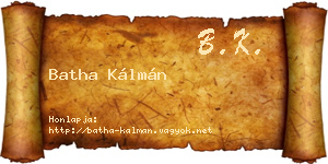 Batha Kálmán névjegykártya
